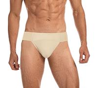 BAKPH Men's Thong Dance Belt,Wide Elastic Waistband, Nude, Medium