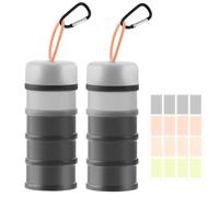 Bakpoco 2 Pack Protein Powder Storage Container, 4 Layer Stackable Leak-proof Formula Dispenser, Portable Travel Fitness Workout Protein Powder Container (Black & White)