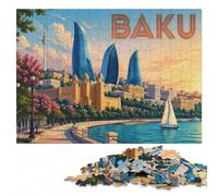 Baku Cityscape Travel Adult Wooden Puzzle | Jigsaw Puzzle - image-based sorting for steady puzzle progress in spare time.