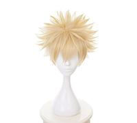 Baku no Hero Bakugou Katsuki Short Linen Blonde Heat Resistant Synthetic Cosplay Costume Wig + Wig Cap