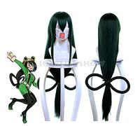 Baku No My Hero Academia Asui Tsuyu Long Straight Bow Dark Green Cosplay Wig My Hero Academia