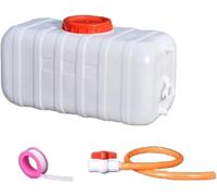 BAKULI Food Grade Horizontal Water Container With Cover & Valve Easy Carry For Outdoor Camping And Emergency Use Durable(White,25L)