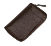 BAKUN Large Zipper Leather Car Key Case, Key Holder Key Organizer Wallet, With 16 Hooks(Brown)