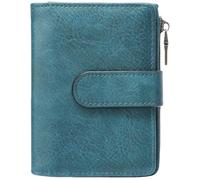 Bakurok Wallet Women Small Leather RFID Blocking Credit Card Wallet Bifold Compact Ladies Purse with Zipper Coin Pocket, Peacock Blue, Modern