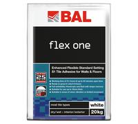 BAL Flex One 20kg Standard Set Tile Adhesive | White | 300mm x 500mm x 100mm