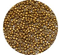 Bala&Fillic Matte Golden Color 4mm Seed Beads About 1200pcs/100Grams in Bag, 6/0 Glass Craft Beads for Making Bracelet and Necklace (Matte Golden)