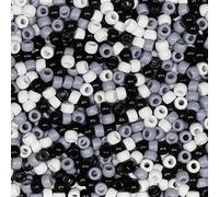 Bala&Fillic Pony Beads Size 6X9mm 1000pcs Black Grey White Colors Mixed in Bag, Craft Pony Beads for Making Bracelets