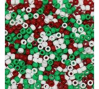 Bala&Fillic Pony Beads Size 6X9mm 1000pcs Christmas Colors Mixed in Bag, Craft Pony Beads for Making Bracelets