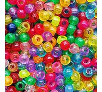 Bala&Fillic Pony Beads Size 6X9mm 1000pcs Clear Multi Colors Mixed in Bag, Craft Pony Beads for Making Bracelets