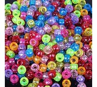 Bala&Fillic Pony Beads Size 6X9mm 1000pcs Glitter Multi Colors Mixed in Bag, Craft Pony Beads for Making Bracelets