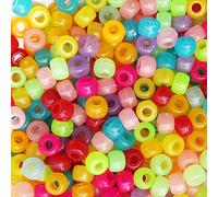 Bala&Fillic Pony Beads Size 6X9mm 1000pcs Glow in Dark Multi Colors Mixed in Bag, Craft Pony Beads for Making Bracelets