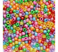 Bala&Fillic Pony Beads Size 6X9mm 1000pcs Pearl Multi Colors Mixed in Bag, Craft Pony Beads for Making Bracelets