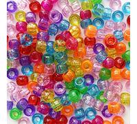 Bala&Fillic Pony Beads Size 6X9mm 1000pcs Sparkling Multi Colors Mixed in Bag, Craft Pony Beads for Making Bracelets