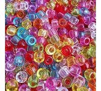 Bala&Fillic Pony Beads Size 6X9mm 1000pcs Transparent Multi Colors Mixed in Bag, Craft Pony Beads for Making Bracelets