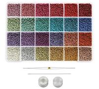 Bala&Fillic Size 11/0 Seed Beads, 24 Colors Total 14400 pcs in Box Small Craft Seed Beads for Making Jewelry Bracelets and Earrings (600pcs/Color,24 Colors)