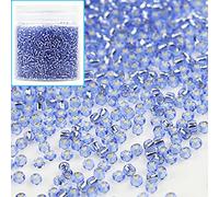 Bala&Fillic Size 12/0 Glass Seed Beads Blue Color 2mm Transparent Silver Lined Seed Beads for Making Bracelet Necklace and Jewelry About 10000pcs/110g (Blue)