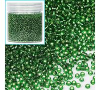 Bala&Fillic Size 12/0 Glass Seed Beads Dark Green Color 2mm Transparent Silver Lined Seed Beads for Making Bracelet Necklace and Jewelry About 10000pcs/110g (Dark Green)