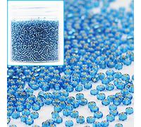 Bala&Fillic Size 12/0 Glass Seed Beads Dark Turquoise Blue Color 2mm Transparent Silver Lined Seed Beads for Making Bracelet Necklace and Jewelry About 10000pcs/110g (Dark Lake Blue)