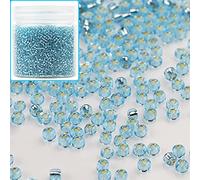 Bala&Fillic Size 12/0 Glass Seed Beads Light Turquoise Blue Color 2mm Transparent Silver Lined Seed Beads for Making Bracelet Necklace and Jewelry About 10000pcs/110g (Light Lake Blue)