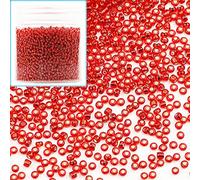 Bala&Fillic Size 12/0 Glass Seed Beads Red Color 2mm Transparent Silver Lined Seed Beads for Making Bracelet Necklace and Jewelry About 10000pcs/110g (Red)