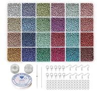 Bala&Fillic Size 2mm 12/0 Seed Beads 24 Colors Total 14400 pcs in Box Small Craft Seed Beads for Making Jewelry Bracelets and Earrings (600pcs/Color,24 Colors)