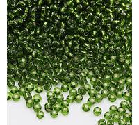 Bala&Fillic Size 8/0 Glass Seed Beads Army Green Color 3mm Transparent Silver Lined Seed Beads for Making Bracelet Necklace and Jewelry About 3600pcs/100g (Army Green)