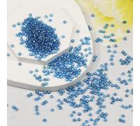 Bala&Fillic Size 8/0 Glass Seed Beads Dark Turquoise Blue Color 3mm Transparent Silver Lined Seed Beads for Making Bracelet Necklace and Jewelry About 3600pcs/100g (Dark Lake Blue)