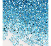 Bala&Fillic Size 8/0 Glass Seed Beads Light Turquoise Blue Color 3mm Transparent Silver Lined Seed Beads for Making Bracelet Necklace and Jewelry About 3600pcs/100g (Light Lake Blue)