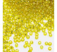 Bala&Fillic Size 8/0 Glass Seed Beads Yellow Color 3mm Transparent Silver Lined Seed Beads for Making Bracelet Necklace and Jewelry About 3600pcs/100g (Yellow)