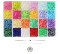 Bala&Fillic Size Almost Uniform 2mm Seed Beads Glass Beads 21600 Pieces 12/0 Small Seed Beads for Jewellery Making (900 Pcs/Color, 24 Colors)