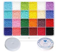 Bala&Fillic Size Almost Uniform Seed Beads with Beading Kit, About 9600pcs 24 Multicolor Assortment in Box Size 2x3mm Craft Glass Seed Beads for Jewelry Making(About 400pcs/Color, 24 Colors)