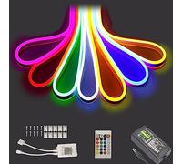 Balabaxer 16.4ft LED Neon Rope Lights, 12V RGB Colour-Changing Strip Lights with App & Remote Control, IP65 Waterproof Music-Sync Light Strip for Bedrooms, Gaming Rooms, Outdoors & Party Decorations