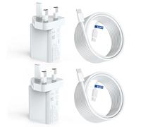 Balabaxer 2 Pack 45W Super Fast Charger with 6.5FT Cable for Samsung Galaxy S24/S23 Ultra, iPhone Pro Max, iPad Pro, MacBook Air, PD3.0 PPS Charger Block with UK Plug - White