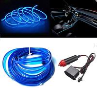 Balabaxer El Wire Blue Interior Car LED Strip Lights, 3m neon Wire 12V with Fuse Protection for Automotive Car Interior Decoration with 6mm Sewing Edge