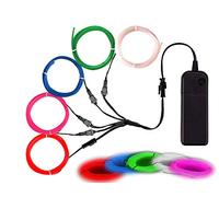 Balabaxer EL Wire Colorful, (Red,Blue,Pink,Green,White) Neon Lights Wire 5 in 1 Meter, Electroluminescent Wire for Halloween, Christmas Party, DIY Decoration