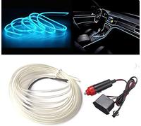 Balabaxer El Wire Ice Blue Interior Car LED Strip Lights, 3m neon Wire 12V with Fuse Protection for Automotive Car Interior Decoration with 6mm Sewing Edge