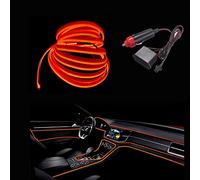 Balabaxer El Wire Orange Interior Car LED Strip Lights, 5m neon Wire 12V with Fuse Protection for Automotive Car Interior Decoration with 6mm Sewing Edge