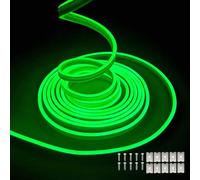 Balabaxer Green neon LED Strip Lights, 16.4 ft/5m 12V DC 600 SMD2835 LEDs Waterproof Rope Light for Indoor and Outdoor Home Decoration (no Power Adapter Included).