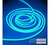 Balabaxer Ice Blue neon LED Strip Lights, 16.4 ft/5m 12V DC 600 SMD2835 LEDs Waterproof Rope Light for Indoor and Outdoor Home Decoration (no Power Adapter Included).