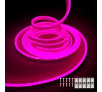 Balabaxer Pink neon LED Strip Lights, 16.4 ft/5m 12V DC 600 SMD2835 LEDs Waterproof Rope Light for Indoor and Outdoor Home Decoration (no Power Adapter Included).