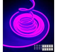 Balabaxer Purple neon LED Strip Lights, 16.4 ft/5m 12V DC 600 SMD2835 LEDs Waterproof Rope Light for Indoor and Outdoor Home Decoration (no Power Adapter Included).