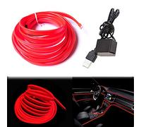 Balabaxer USB EL-Wire Red, 3 m Flexible Neon Light Tube, DC 5 V Neon Tube, Interior Light Strip for Car Interior, Gap Decoration Lighting