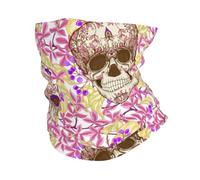 Balaclava Human Skulls And Plants Flower Pink Headband Multifunctional Bandana Uv Protection Facial Shield For Camping Outdoor Traveling 25X50Cm