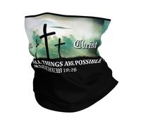Balaclava Jesus Christ-With God All Things Are Possible Matthew Bandana Durable Facial Shield Uv Protection Headband For Running Traveling Fishing 25X50CM