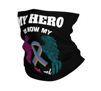 Balaclava My Hero Is Now My Angel Metastatic Breast Awareness Facial Shield Comfortable Bandana Breathable Neck Gaiter For Traveling Running Camping 25X50Cm