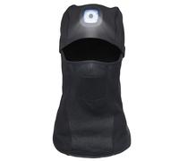 Balaclava with Rechargeable LED Light - Water Resistant Unisex Thermal Full Face Ski Mask for Outdoor Activities - Hands-Free Light - Cold, Rain, Snow Black