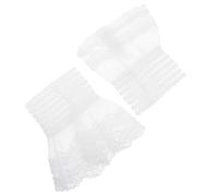 Balacoo 1 Pair White Lace Wrist for Women, Decorative Chiffon Detachable Sleeve, Easy to Sew Accessory for Pirate and Colonial Costume or Halloween Fancy Costume