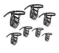 Balacoo 1 Set of 7Pcs Basket Dog Muzzle with Adjustable PU Leather Strap Fashion Dog Mouth Cover Anti- bite Safety for Pet Dog (Black)