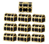 Balacoo 10 Pcs Mini Pirate Treasure Chest Lightweight Sturdy Plastic Boxes in Black and Gold Portable Party Favors for Treasure Hunts Birthday Halloween Christmas Events