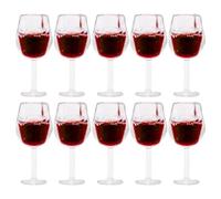 Balacoo 10 Pcs Miniature Wine Glasses, 1: 12 Scale Dollhouse Red Wine Glasses, Mini Cocktail Drink Cups for Dollhouse Kitchen Bar Accessories (Dark Red)